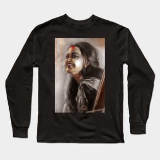 Art of an Indian girl smiling Long Sleeve T-Shirt